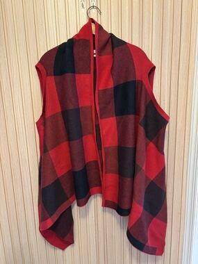 Woolrich 2XL Women's Red Buffalo Plaid Open Front Vest